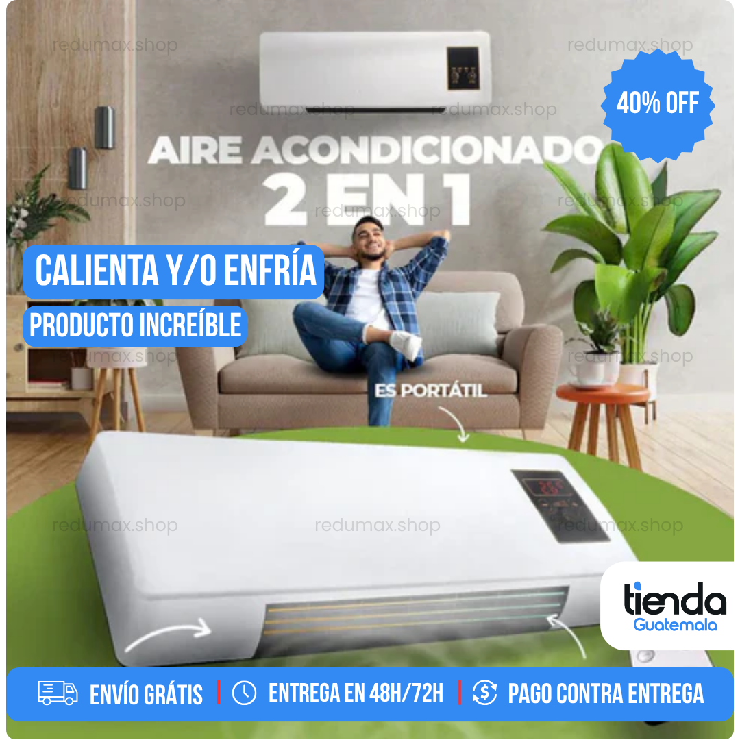 Aire Acondicionado Portátil 2 en 1 Calor y Frio - Bajo consumo y Máxima Potencia